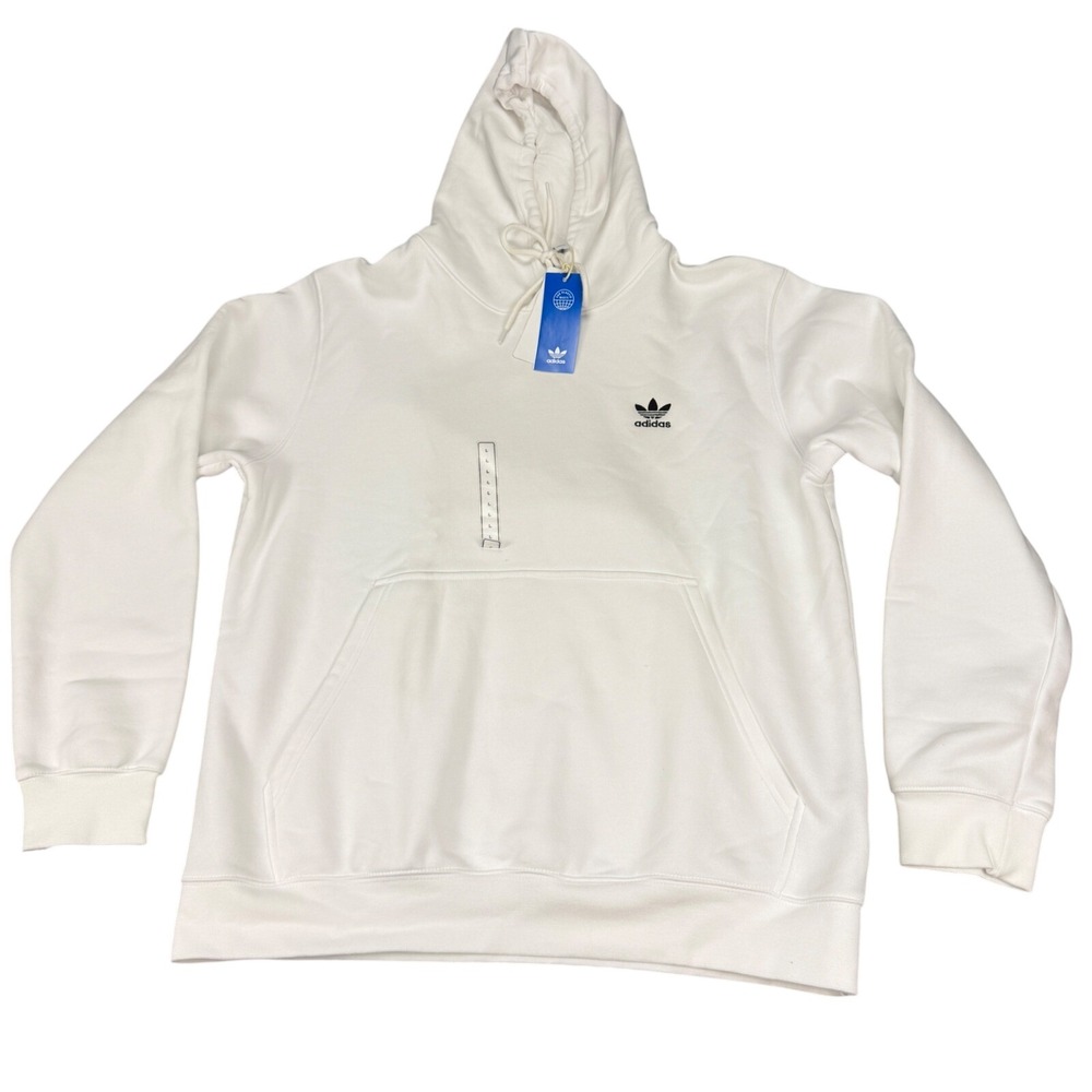 Adidas Originals Essential Hoodie Mens Large White Trefoil Pullover IM4526 NEW‎